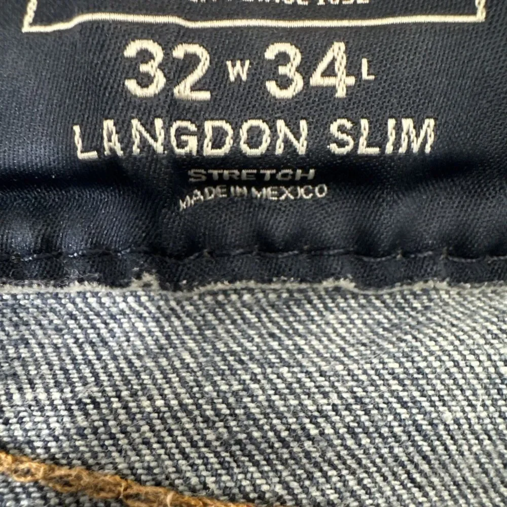 Abercrombie & Fitch Langdon Slim Jeans Mens 32x34 Measures 32x32 Blue Stretch